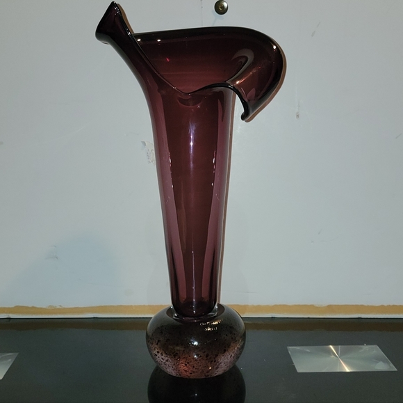 VINTAGE 1970S ITALIAN MADE ART GLASS VASE 8x16" - Picture 8 of 10